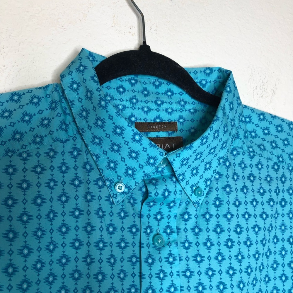 Ariat Blue Patterned Casual Button Down Shirt - image 7
